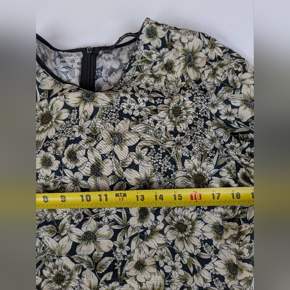 Zara Women's Basic Floral Green Print Mini Dress 3/4 Sleeves Viscose - Picture 8 of 12